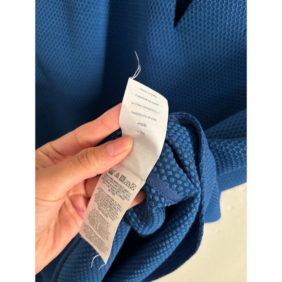 J. Crew Top Women's 2 Honeycomb Cocoon Blouse Blue Short Sleeve Relaxed fit - Picture 8 of 9